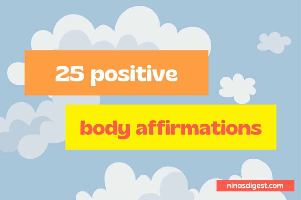 25 positive body affirmations with cloud background