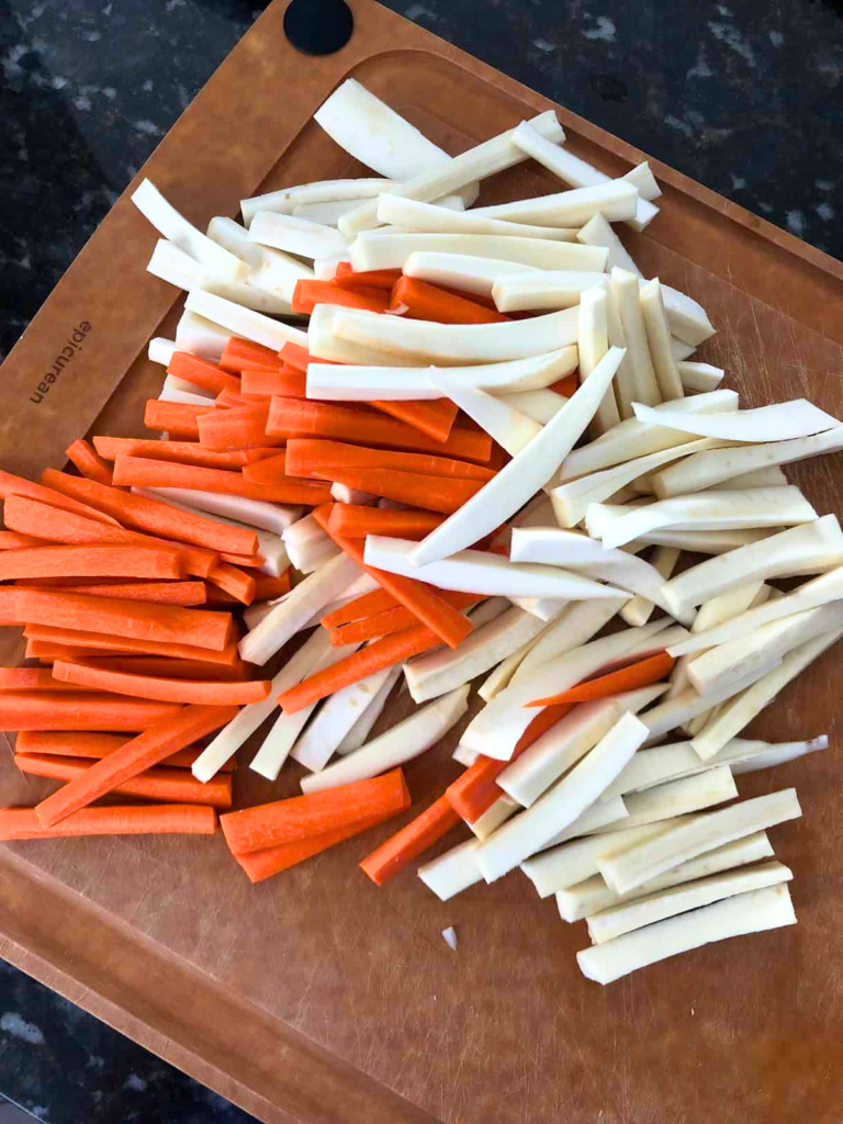 raw chopped carrots and parsnips